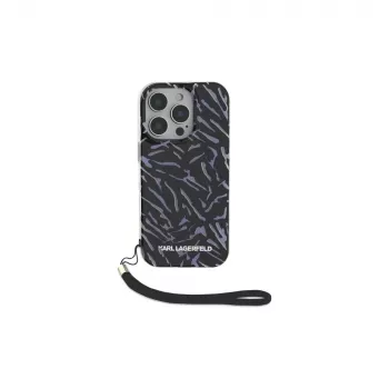 Karl Lagerfeld Zebra With Cord Case for iPhone 16 Pro, Violetinė