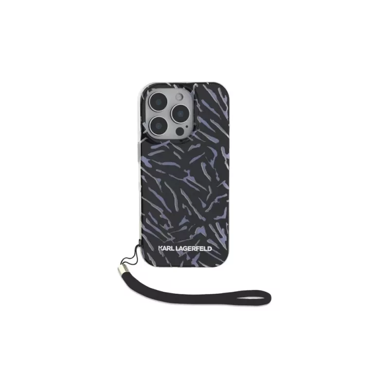 Karl Lagerfeld Zebra With Cord Case for iPhone 16 Pro, Violetinė