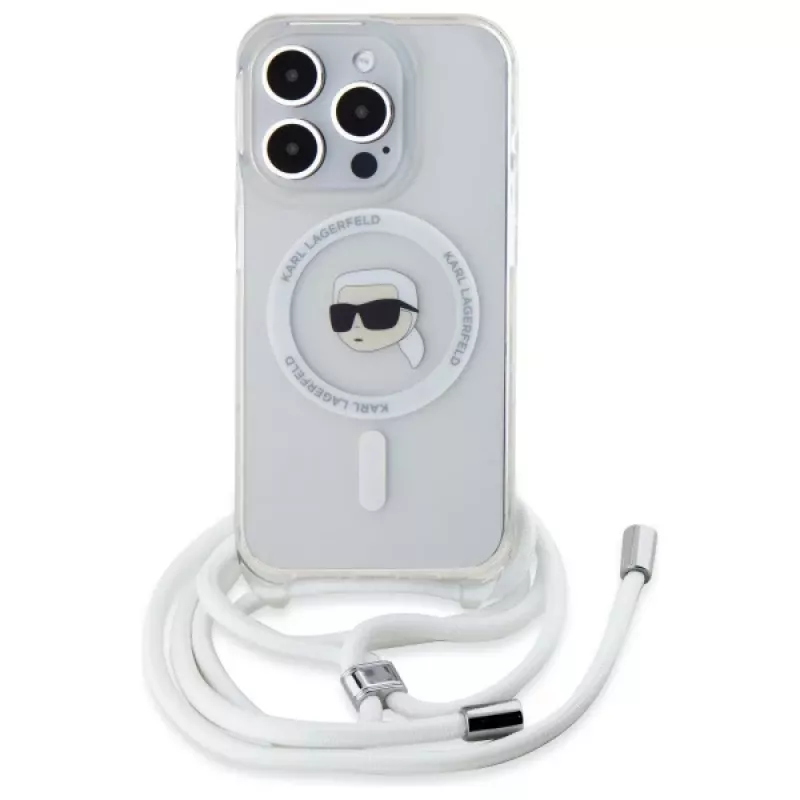 Karl Lagerfeld KLHMP16XHCKHNT iPhone 16 Pro Max 6,9 inch Hardcase Transparent Crossbody IML Karl Head Magsafe