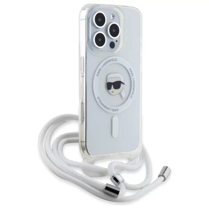 Karl Lagerfeld KLHMP16XHCKHNT iPhone 16 Pro Max 6,9 inch Hardcase Transparent Crossbody IML Karl Head Magsafe