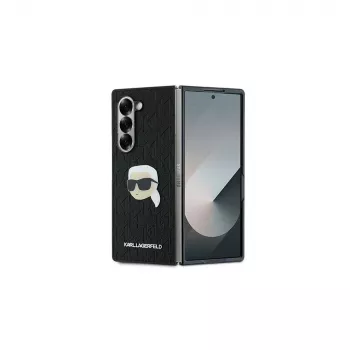 Karl Lagerfeld Saffiano Monogram Head Pin Hard Case, skirta Samsung Galaxy Z Fold6 - juoda