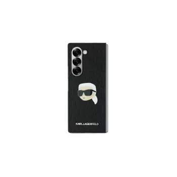 Karl Lagerfeld Saffiano Monogram Head Pin Hard Case, skirta Samsung Galaxy Z Fold6 - juoda