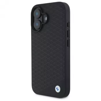 BMW BMHMP16S23RDDK iPhone 16 6,1 inch Black Hardcase Sign Leather Diamond Metal Logo MagSafe