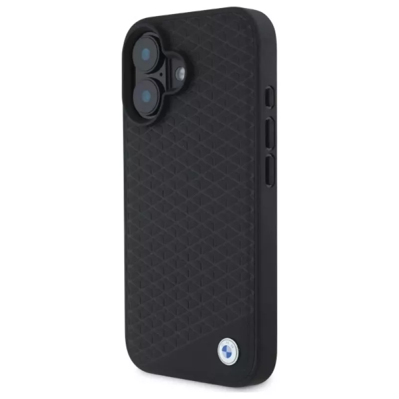BMW BMHMP16S23RDDK iPhone 16 6,1 inch Black Hardcase Sign Leather Diamond Metal Logo MagSafe