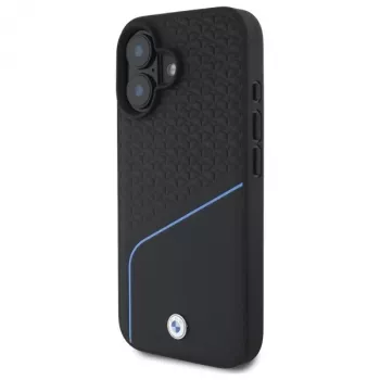 BMW Sign Leather Textured And Line MagSafe Hard Case for Apple iPhone 16 6,1 inch - Black