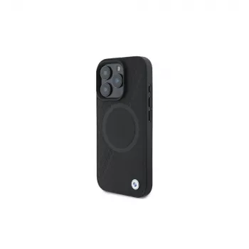 BMW BMHMP16L23RTPK iPhone 16 Pro 6.3 Black Hardcase Sign Leather Half Textured And Circle MagSafe