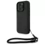 BMW Signature Leather Wordmark Cord Hardcase, skirta Apple iPhone 16 Pro 6,3 colio – Juoda