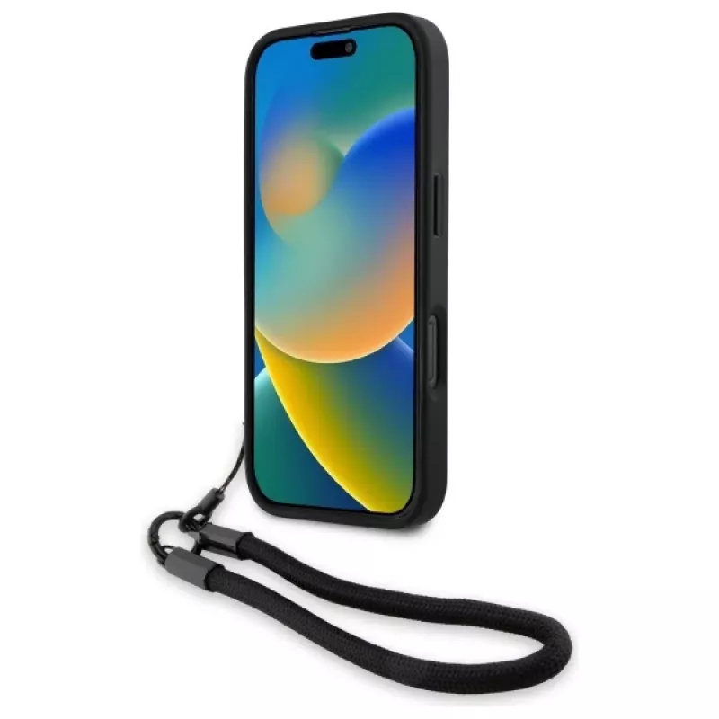 BMW Signature Leather Wordmark Cord Hardcase, skirta Apple iPhone 16 Pro 6,3 colio – Juoda
