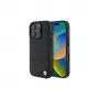 BMW Sign Leather Crossing Lines Pattern Hard Case, skirta Apple iPhone 16 Pro 6,3 colio, juoda