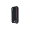 BMW M Meshed Tricolor Stripes MagSafe Hard Case iPhone 16 6,1 inch juoda