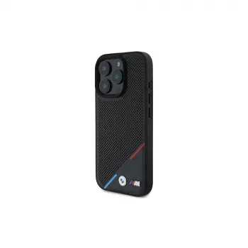 BMW M Perforated Tricolor Line Hardcase for iPhone 16 Pro 6,3 inch - Black MagSafe