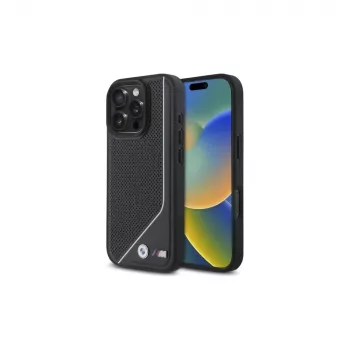 BMW M Perforated Twisted Line MagSafe Hard Case, skirta iPhone 16 Pro (6,3 colio) – juoda