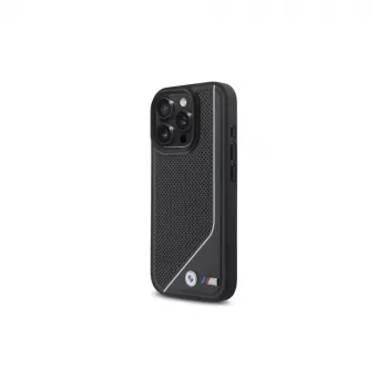 BMW M Perforated Twisted Line MagSafe Hard Case, skirta iPhone 16 Pro (6,3 colio) – juoda