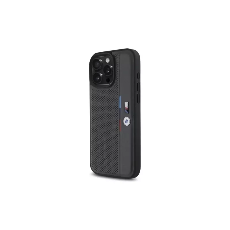 BMW BMHCP16L23PUPVA iPhone 16 Pro 6.3 Anthracite Hardcase M Perforated Tricolor Detail Line