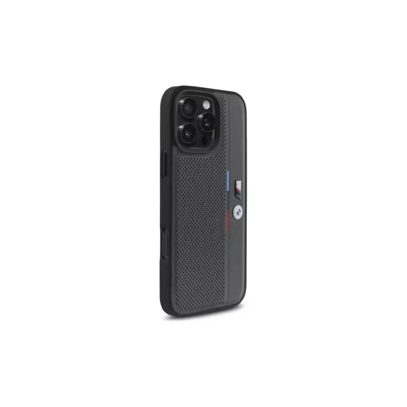 BMW BMHCP16L23PUPVA iPhone 16 Pro 6.3 Anthracite Hardcase M Perforated Tricolor Detail Line