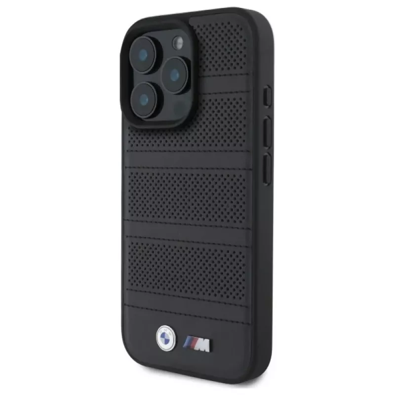 BMW M Perforated And Stitched Line MagSafe Hard Case, skirta iPhone 16 Pro Max 6,9 inch, juoda