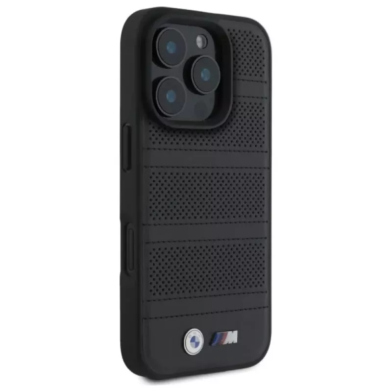 BMW M Perforated And Stitched Line MagSafe Hard Case, skirta iPhone 16 Pro Max 6,9 inch, juoda