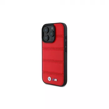 BMW M Collection Perforated and Stitched Line Hardcase, skirta Apple iPhone 16 Pro 6,3 colio, raudona, MagSafe