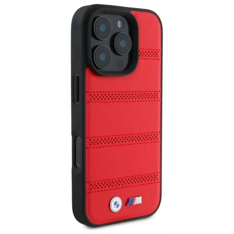 BMW M Collection M Perforated And Stitched Line Hardcase iPhone 16 Pro Max 6.9 colio Raudona MagSafe