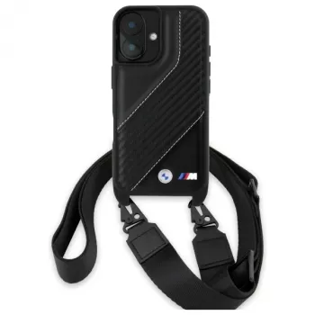 BMW BMHCP16M23PSCCK iPhone 16 Plus 6.7 Black Hardcase M Edition Carbon Stripe & Strap
