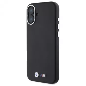 BMW M Collection Smooth Full Wrapped Metal MagSafe Hard Case, skirta iPhone 16 Plus 6,7 inch - Juoda
