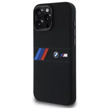 BMW M Collection Silicone Hard Case with Middle Stripe MagSafe for Apple iPhone 16 Pro Max 6,9 inch Black