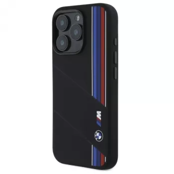 BMW M Collection Hardcase Silicone Cut Tricolor Lines MagSafe for Apple iPhone 16 Pro Max 6,9 inch Black