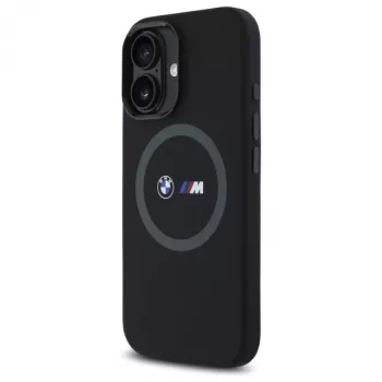 BMW M Collection Silicone Back Cover for Apple iPhone 16 6,1 inch Black with MagSafe and Printed Ring