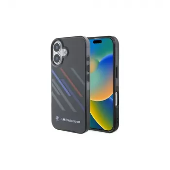 BMW BMHCP16M23HTRAK Hardcase for iPhone 16 Plus 6,7 inch Black Motorsport IML Random Stripes