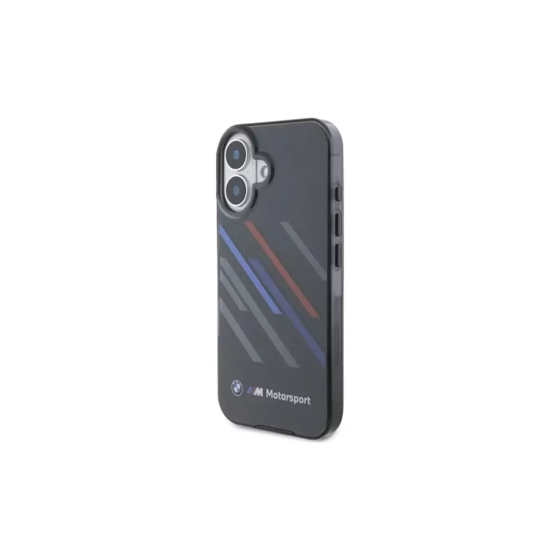 BMW BMHCP16M23HTRAK Hardcase for iPhone 16 Plus 6,7 inch Black Motorsport IML Random Stripes