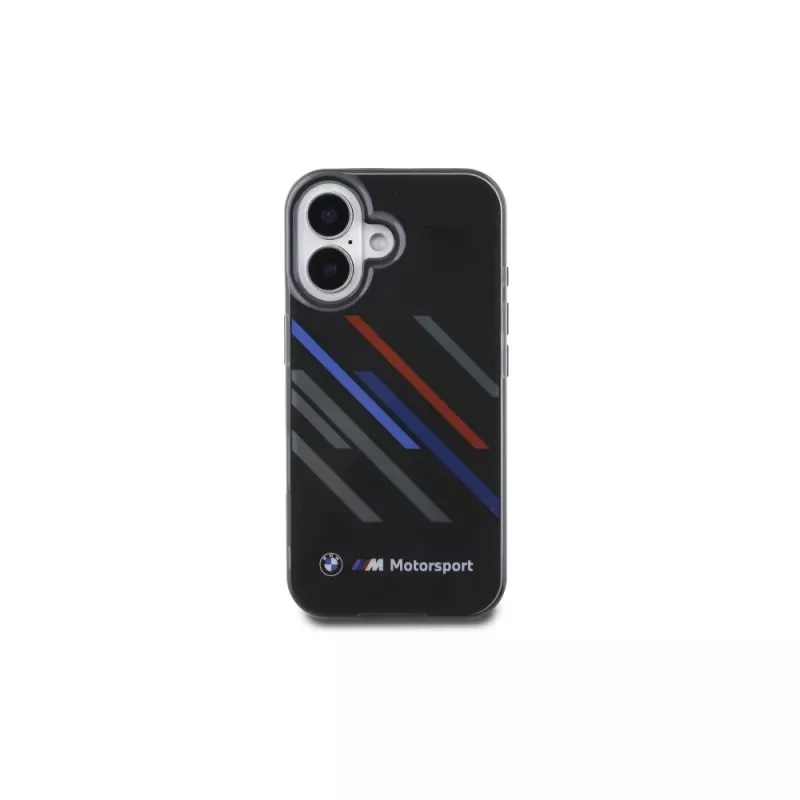 BMW BMHCP16M23HTRAK Hardcase for iPhone 16 Plus 6,7 inch Black Motorsport IML Random Stripes