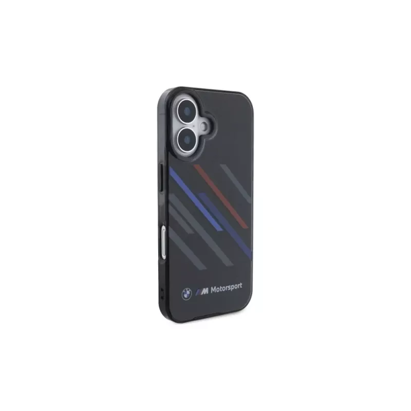BMW BMHCP16M23HTRAK Hardcase for iPhone 16 Plus 6,7 inch Black Motorsport IML Random Stripes