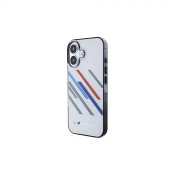 BMW BMHCP16S23HTRAG Hardcase, skirta Apple iPhone 16 6,1 colio, pilka, Motorsport IML Random Stripes