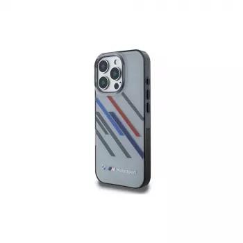 BMW Motorsport Hard Case for iPhone 16 Pro 6,3 inch Grey IML Random Stripes