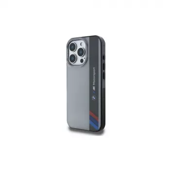 BMW Motorsport Hard Case for Apple iPhone 16 Pro 6,3 inch Grey IML Vertical Stripe