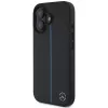 Mercedes-Benz MB Blue Line Leather MagSafe Hard Case for Apple iPhone 16 6,1 inch - Black