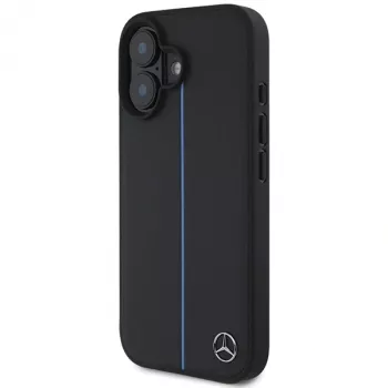Mercedes-Benz MB Blue Line Leather MagSafe Hard Case for Apple iPhone 16 6,1 inch - Black