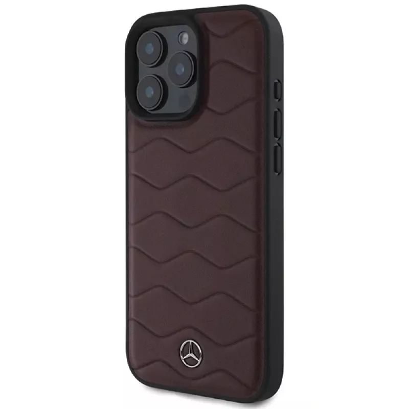 Mercedes-Benz MB Waves Leather Hard Case for Apple iPhone 16 Pro Max 6,9 inch Red