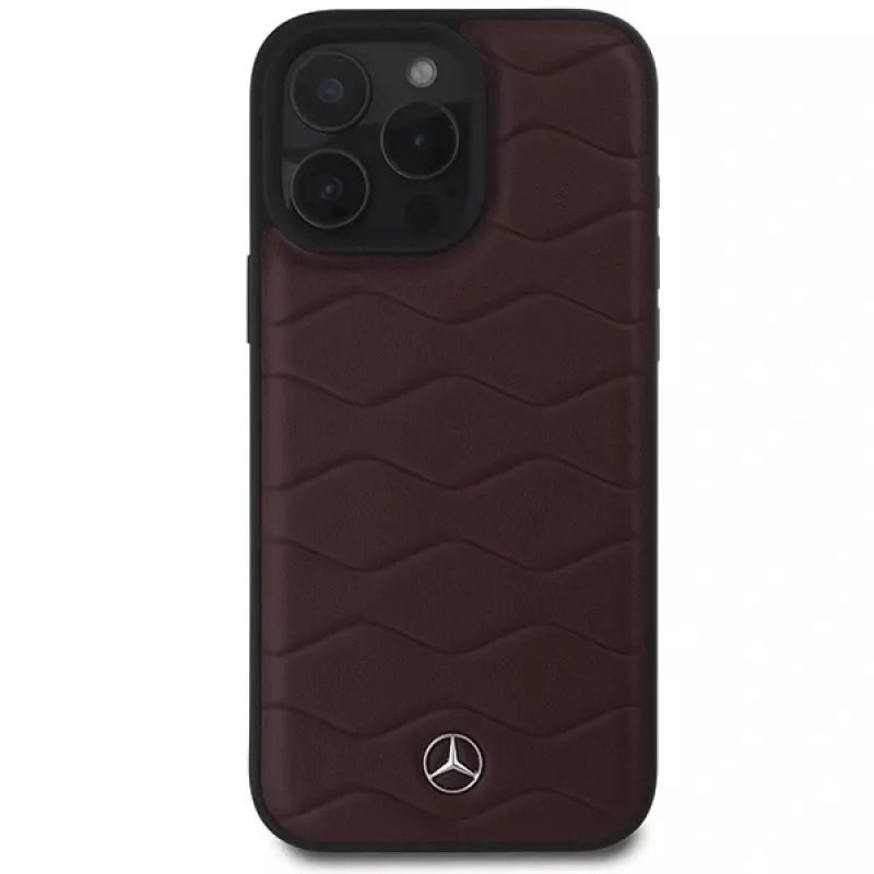 Mercedes-Benz MB Waves Leather Hard Case for Apple iPhone 16 Pro Max 6,9 inch Red