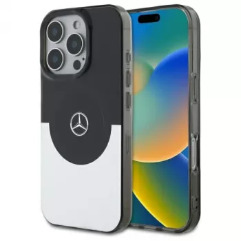 Mercedes-Benz MEHMP16L23HBIGK Hardcase Double Layer BiColor MagSafe, skirta iPhone 16 Pro 6,3 inch, juoda/sidabrinė