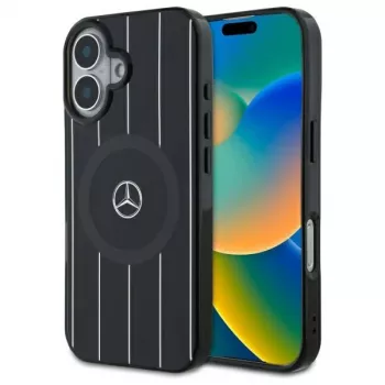 Mercedes-Benz MEHMP16S23HRSK Double Layer Crossed Lines Hardcase iPhone 16 6,1 inch Juoda MagSafe