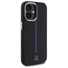 Mercedes-Benz MEHMP16S23SUMBK iPhone 16 6,1 inch juodas silikoninis kietas dėklas su mėlyna juostele ir MagSafe