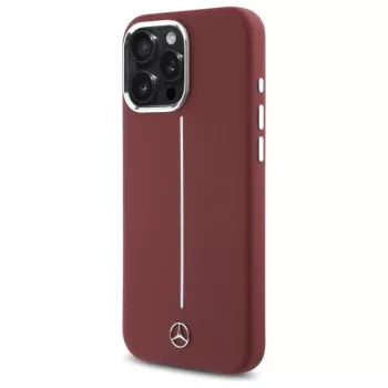 Mercedes-Benz Silicone Case for iPhone 16 Pro Max 6,9 inch Red with White Stripe MagSafe