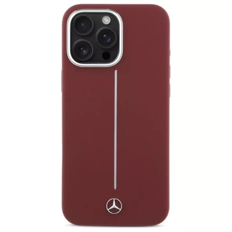 Mercedes-Benz Silicone Case for iPhone 16 Pro Max 6,9 inch Red with White Stripe MagSafe