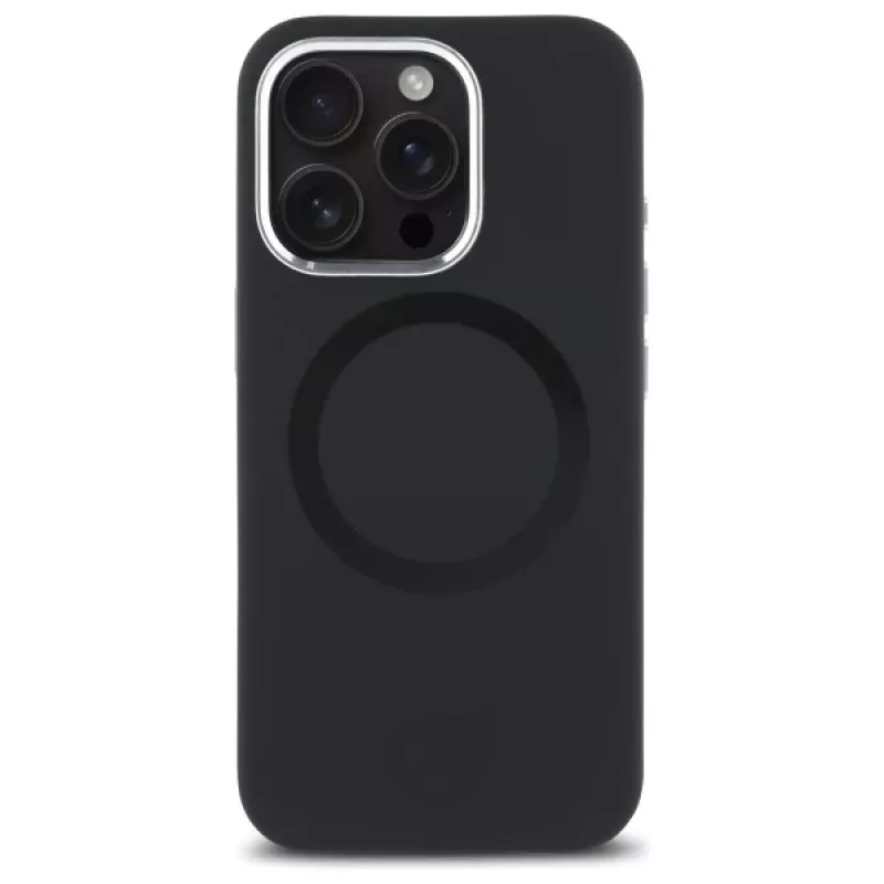 Mercedes-Benz MEHMP16L23SUTTK iPhone 16 Pro 6,3 colio juodas kietas silikoninis dėklas su toniniu logotipu ir MagSafe