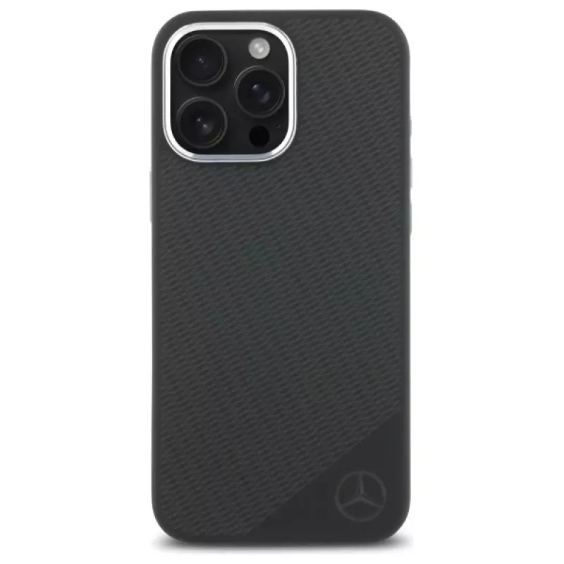 Mercedes-Benz iPhone 16 Pro 6,3 inch Silicone Hard Case with Tonal Logo Wood Pattern MagSafe - Black