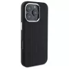 MERCEDES-BENZ iPhone 16 Pro 6.3 Black Silicone Hard Case with Vertical Tonal Stripes MagSafe