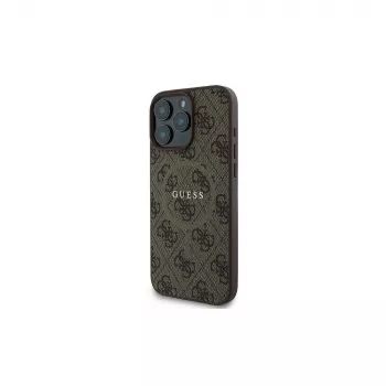Guess 4G Ring Classic Logo MagSafe Dėklas, skirtas iPhone 16 Pro (Ruda)