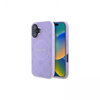 Guess GUHMP16MPSAPSMEU iPhone 16 Plus 6,7 inch Purple Hardcase Saffiano Peony Classic Logo MagSafe