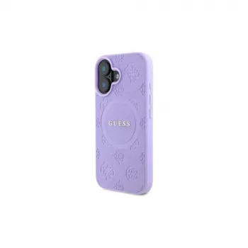 Guess GUHMP16MPSAPSMEU iPhone 16 Plus 6,7 inch Purple Hardcase Saffiano Peony Classic Logo MagSafe